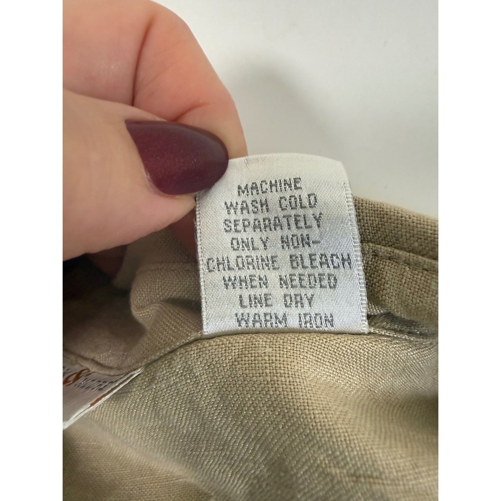 Vintage Preswick & Moore Jacket Women's XL Linen Blend Open Front Blazer Khaki - Picture 4 of 11